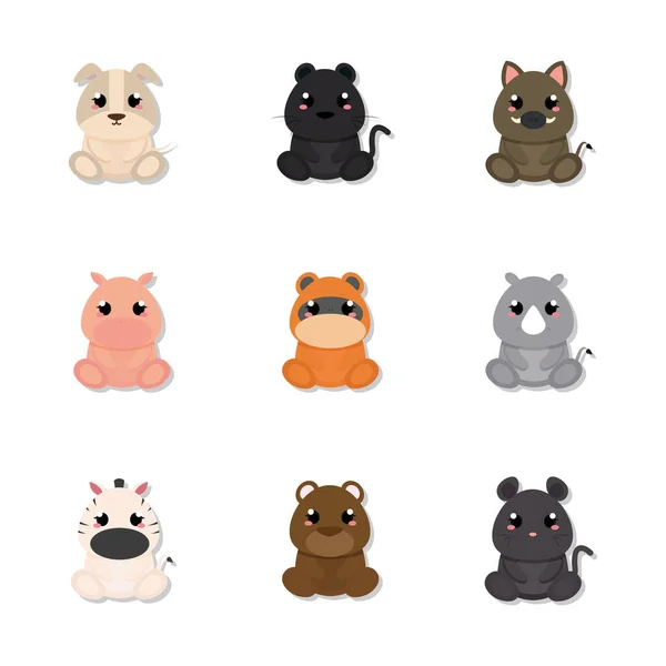 Conjunto de animales lindos — Vector de stock