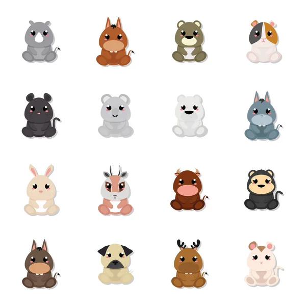 Conjunto de animales lindos — Vector de stock