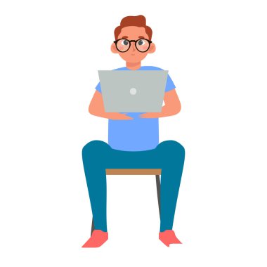 Dizüstü bilgisayarı olan adam.