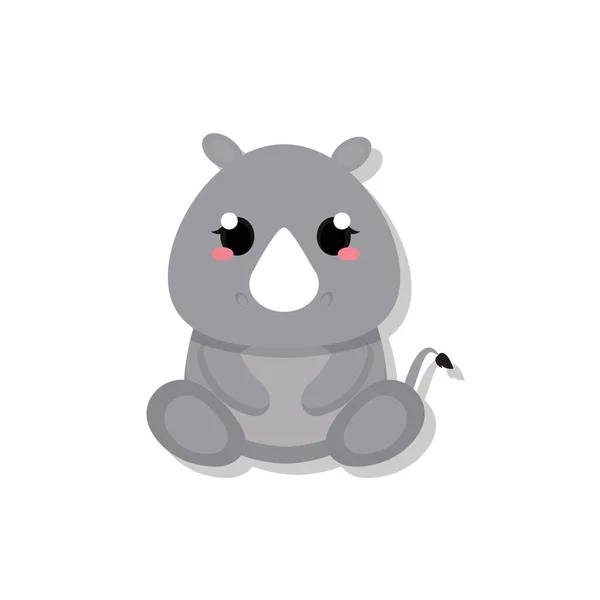 Isolé bébé rhinocéros mignon — Image vectorielle