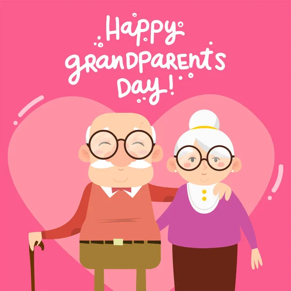 Kartu hari kakek-nenek bahagia - Stok Vektor