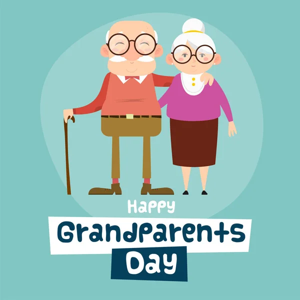 Kartu hari kakek-nenek bahagia - Stok Vektor