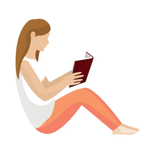 Jeune femme lisant un livre — Image vectorielle