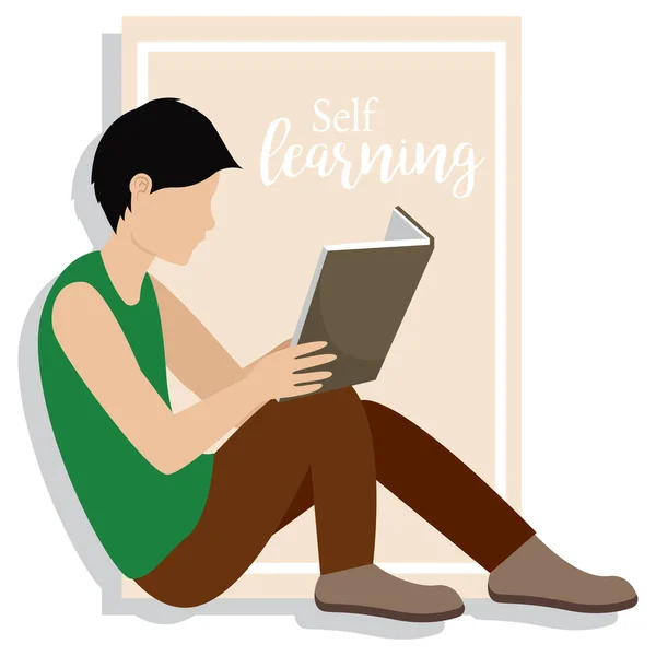 Jeune homme lisant un livre — Image vectorielle