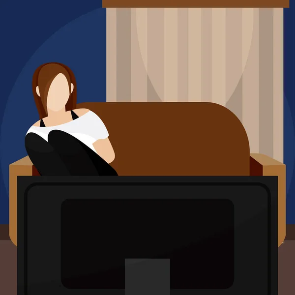 Žena sledující televizi — Stockový vektor
