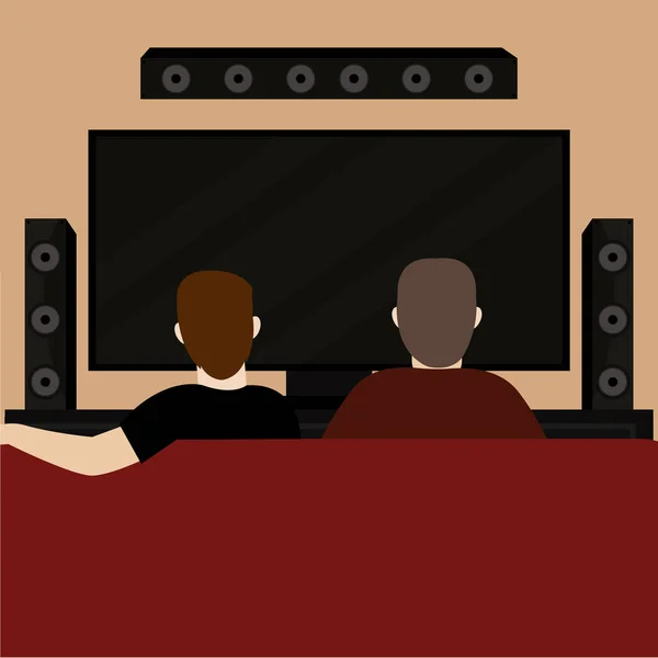 Pareja viendo la televisión — Vector de stock