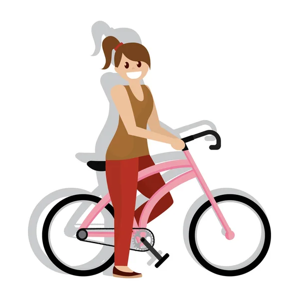 Mujer en bicicleta — Vector de stock
