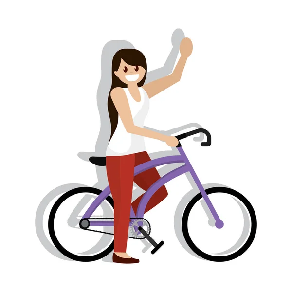 Mujer en bicicleta — Vector de stock