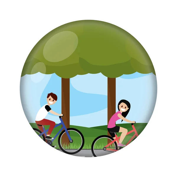 Couple en vélo — Image vectorielle