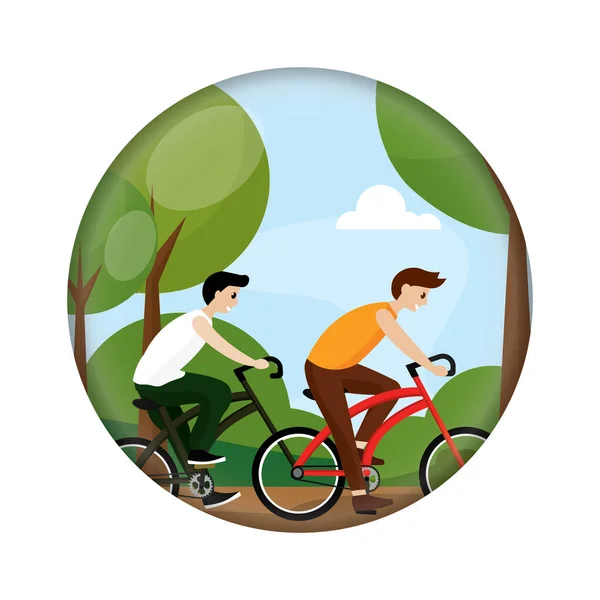 Männer auf dem Fahrrad — Stockvektor