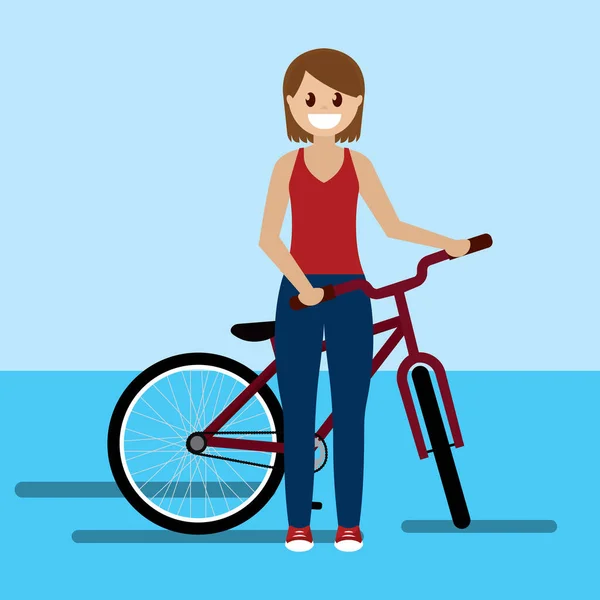 Femme en vélo — Image vectorielle