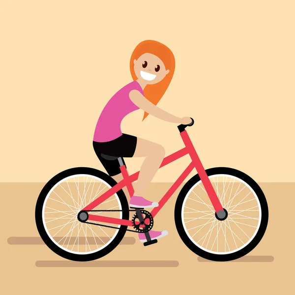 Woman in a bike — Stock Vector