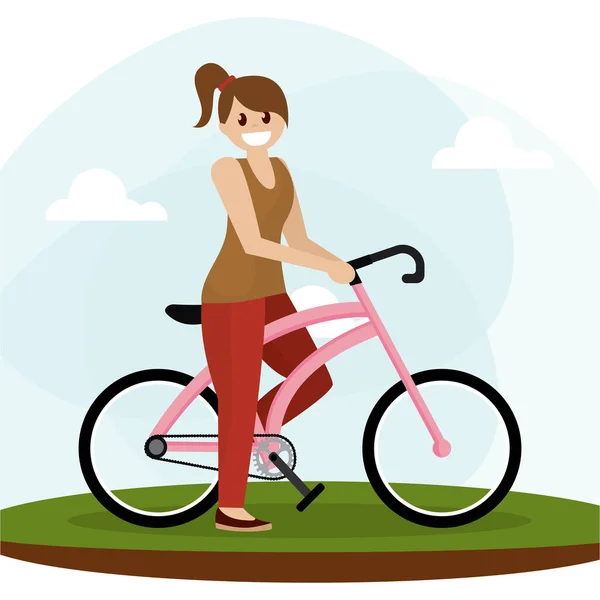 Frau auf dem Fahrrad — Stockvektor