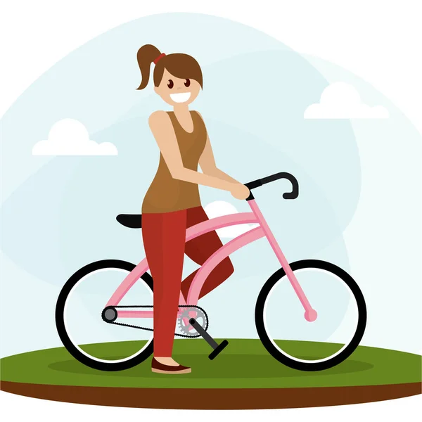 Femme en vélo — Image vectorielle