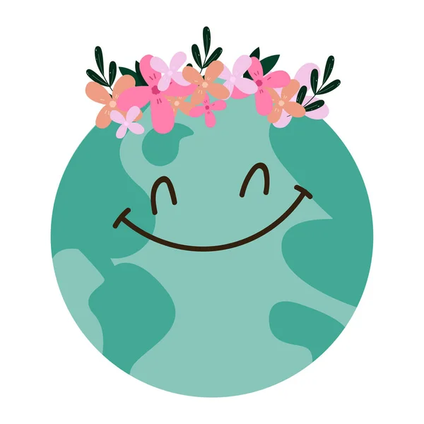 幸せな地球の惑星の漫画 — ストックベクタ