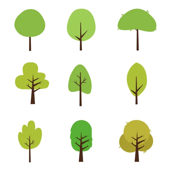 Set von grünen Bäumen Symbole — Stockvektor