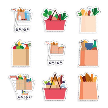 Market poşeti etiketleri.