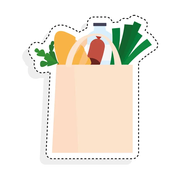 Adesivo de um ícone de bolsa de supermercado — Vetor de Stock