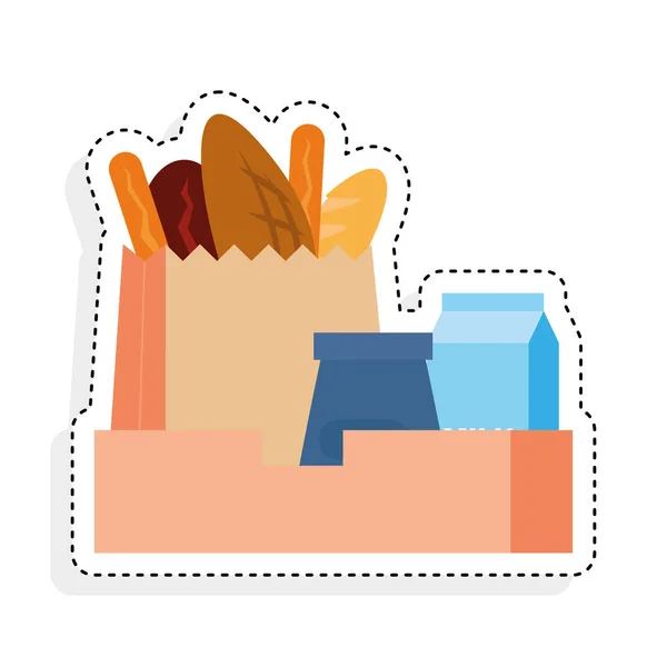 Sticker of a grocery bag icon — Stock Vector