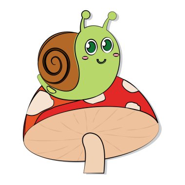 İzole edilmiş şirin salyangoz çizgi filmi.