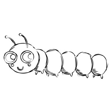 İzole edilmiş şirin solucan çizgi filmi.