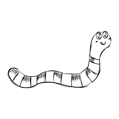 İzole edilmiş şirin solucan çizgi filmi.