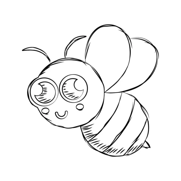 Isolé mignon dessin animé abeille — Image vectorielle