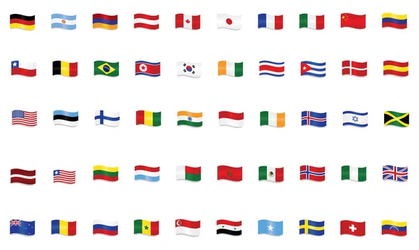 Sada vlající světových vlajek — Stockový vektor
