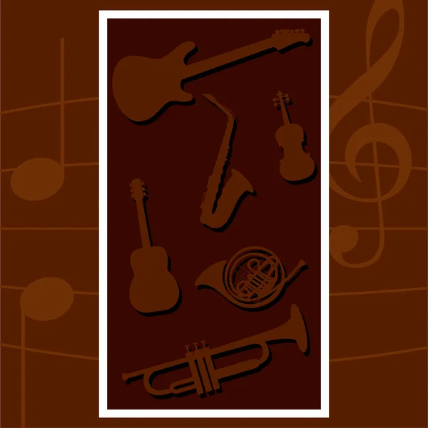 Silhouette d'instruments de musique — Image vectorielle