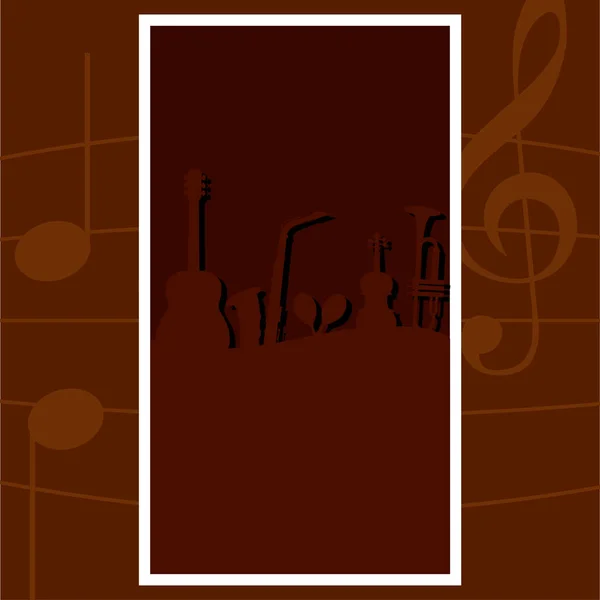 Silhouet van muziekinstrumenten — Stockvector