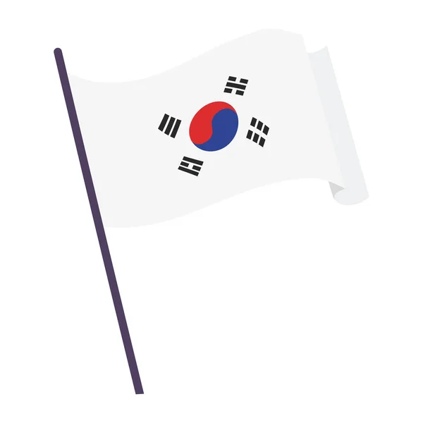 Bandera ondeante de Corea del Sur — Vector de stock