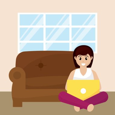 Evde çalışan kadın.