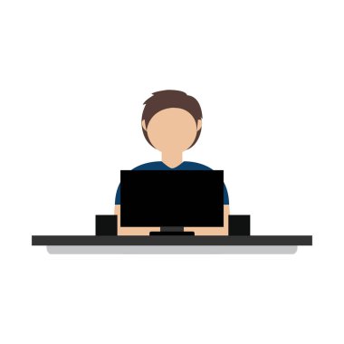 Adam evde çalışıyor.