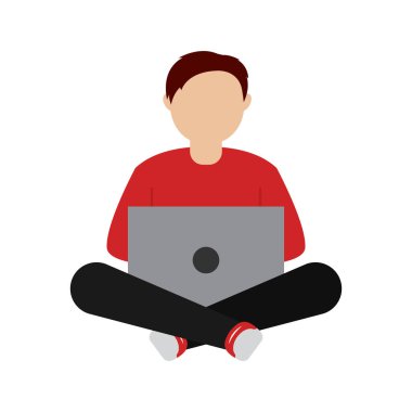 Adam evde çalışıyor.