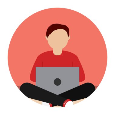 Adam evde çalışıyor.