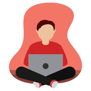 Adam evde çalışıyor.