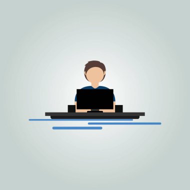 Adam evde çalışıyor.