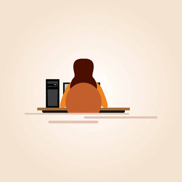 Mujer trabajando en casa — Vector de stock