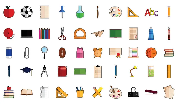 Conjunto de iconos de herramientas escolares — Vector de stock