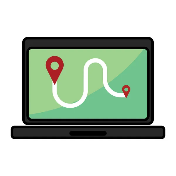 Geïsoleerde GPS in een laptop icoon — Stockvector