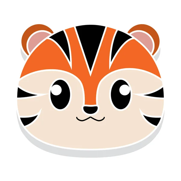 Tigre cabeza de dibujos animados — Vector de stock