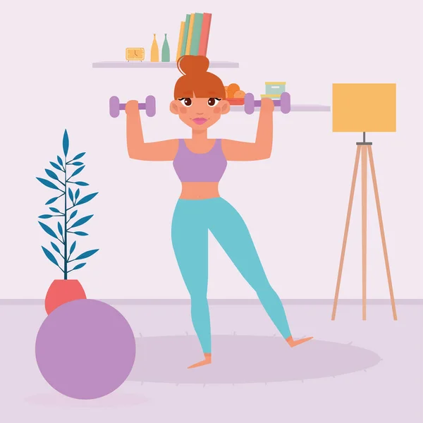 Woman exercising at home — Stock Vector