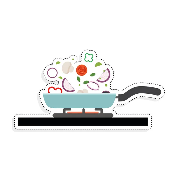 Pot with vegetables — Stock Vector