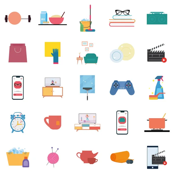 Conjunto de iconos de tareas domésticas — Vector de stock