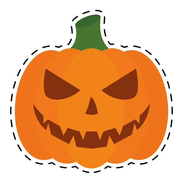 Calabaza aislada etiqueta engomada halloween — Vector de stock