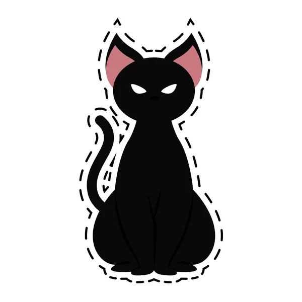 Isolated cat halloween sticker — Stock Vector