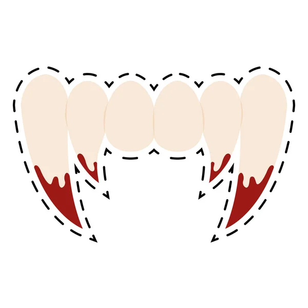 Izolované zuby halloween samolepka — Stockový vektor