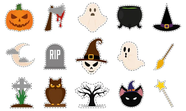 Geïsoleerde set Halloween sticker — Stockvector