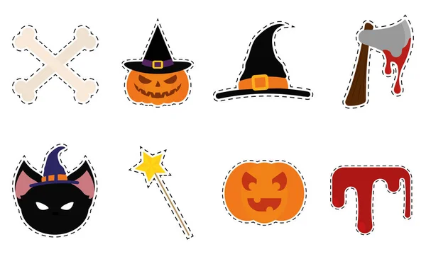 Set aislado etiqueta engomada de halloween — Archivo Imágenes Vectoriales