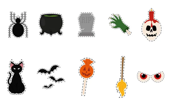 Isolated set halloween sticker — Stock Vector